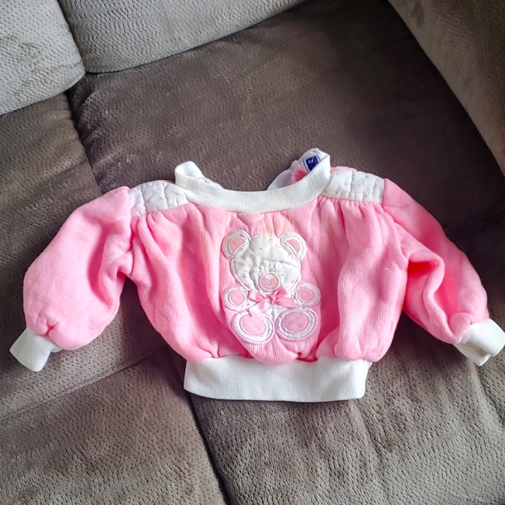 VINTAGE 1980S Doe Spun pink 6-9 months girls sweater